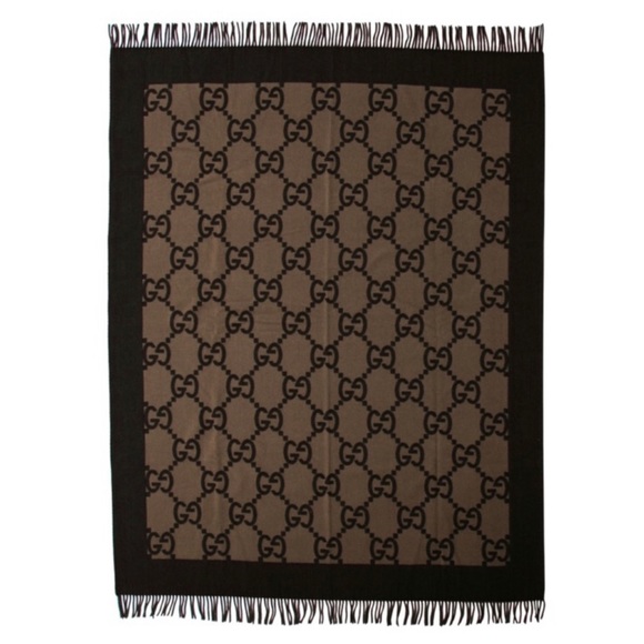 Gucci two tone brown wool-blend throw blanket - Picture 4 of 10